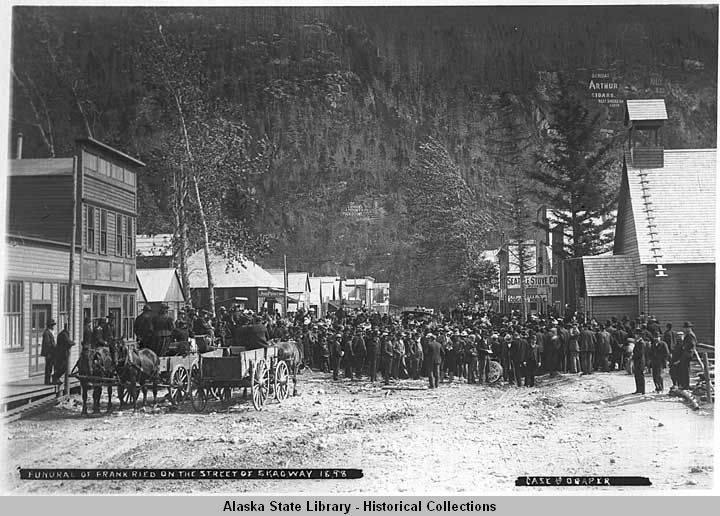 Funeral of Frank Ried [sic] on the street of Skagway 1898. - Alaska State  Library-Historical Collections - Alaska's Digital Archives