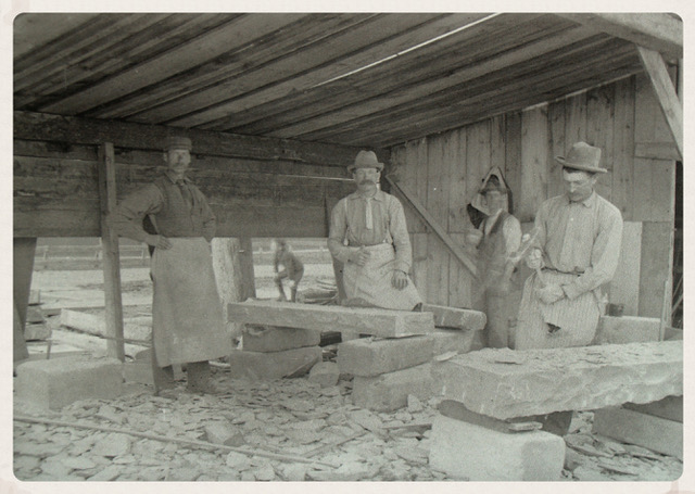 Stonemasons working on the building of the Victoria Museum early 1900's | by Ross Dunn